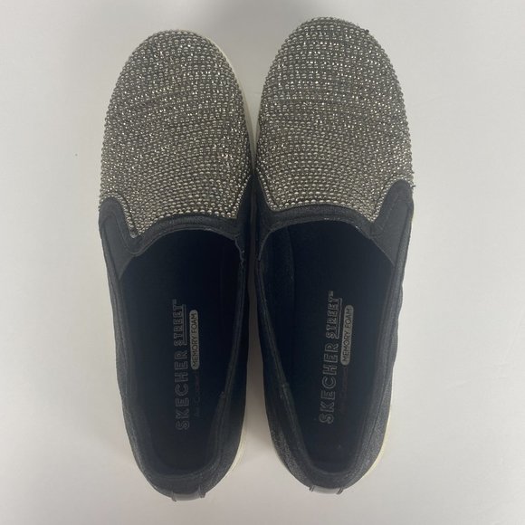 Skechers Shoes Womens 6 Double Up Shiny Dancer 801 Black Casual Slip On Sneaker - Picture 10 of 16